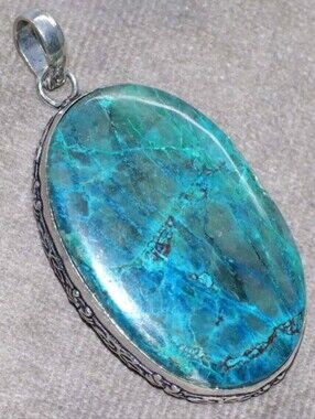 Chrysocolla Gemstone 925 Sterling Silver Handmade Pendant Necklace